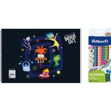 Keskin Color Ters Yüz 17*25 15 Yp. Spiralli Resim Defteri  -  Pelikan Silverino Üçgen Kuru Boya Kalemi 2'li Set 3