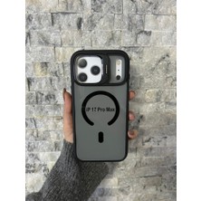 iPhone 17 Pro Max Uyumlu Siyah Magsafe Standlı Kılıf – Lens Çerçeveli