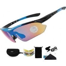 Tex Soldıer Xbyc G4668 Bisiklet Sürüş Gözlüğü 5 Lensli Mavi Çerçeveli Çok Renkli