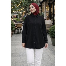 Moda Neva Pul Detaylı Çizgili Tunik Gömlek