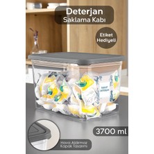 Meleni Home Etiketli Deterjan Saklama Kutusu - Şeffaf Derin Banyo Tablet Toz Deterjan Kutusu 3,7 Litre