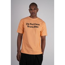 Ex-pent Erkek Dikim Detaylı Regular Kalıp Baskılı Pamuklu Turuncu T-Shirt