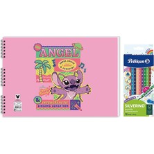 Keskin Color Lilo&stitch 25*35 15 Yp. Spiralli Resim Defteri - Pelikan Silverino Üçgen Kuru Boya Kalemi 2'li Set 4