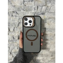 iPhone 16 Pro Max Uyumlu Kahverengi Magsafe Standlı Kılıf – Lens Çerçeveli