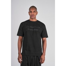 Ex-pent Erkek Dikim Detaylı Regular Kalıp Baskılı Pamuklu Siyah T-Shirt