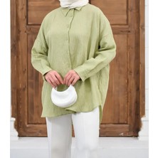 Moda Neva Pul Detaylı Çizgili Tunik Gömlek