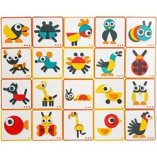 Trendy Toys 29 Ahşap Parça ve 20 Kartlı Ahşap Hayvanlar Tangram Eğitici İçerik ile 2 - 4 Yaş Çocuklar İçin