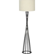 Ömür Avize Deniz Lambader Modern Siyah Ayak Krem Silindir Şapka Lambader