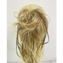 Prenses Peruk Kumral Röfleli Örgülü Hazır Topuz Modeli