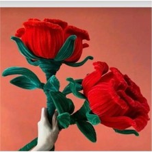 Atlas Hobi 95LI Şönil, Eğitici Şönil, Tüylü Tel, Peluş Tel, Kadife Şönil, El Işi Malzemesi 30CM Kırmızı