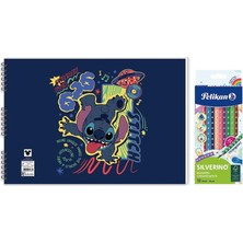 Keskin Color Lilo&stitch 25*35 15 Yp. Spiralli Resim Defteri - Pelikan Silverino Üçgen Kuru Boya Kalemi 2'li Set 2