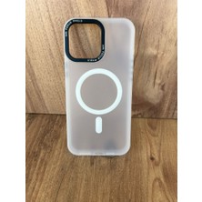iPhone 16 Pro Max Uyumlu Buzlu Beyaz Magsafe Kılıf – Lens Çerçeveli, Premium Koruma
