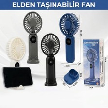 Alfa Life Marketing Mini Taşınabilir Şarjlı El Fanı Dijital Masa Üstü Telefon Tutmalı