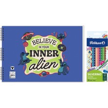 Keskin Color Lilo&stitch 25*35 15 Yp. Spiralli Resim Defteri - Pelikan Silverino Üçgen Kuru Boya Kalemi 2'li Set 3