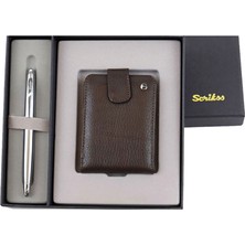 Isminize Özel Scrikss DR-248 88 Krom Roller Kalem + Kahve Kredi Kartlik