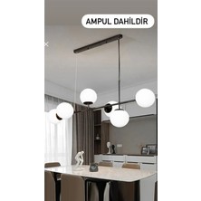 Ömür Avize Rikardo Siyah Kasa Beyaz Camlı Avize E 27 Duy Uymlu Beyaz LED Ampüller Dahidir