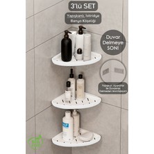 Meleni Home 3 Adet Yapışkanlı Banyo Düzenleyici Duş Rafı - Şampuanlık Sabunluk Banyo Köşeliği Köşe Rafı Beyaz