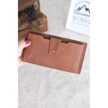 Norvi Leather Telefon Bölmeli Hakiki Deri Fermuarlı Cüzdan 1163