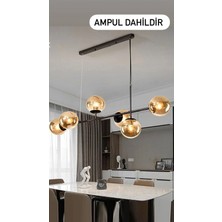 Ömür Avize Rikardo Bal Camlı 6 Lı Avize E 27 Duy Uyumlu Beyaz LED Ampüller Dahil