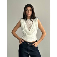 Lifera Dantel Yaka Degaje Bluz