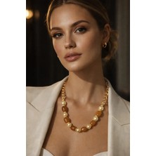 Solare Accessories Özel Seri Gold Detaylı Inci Tasarım Kolye