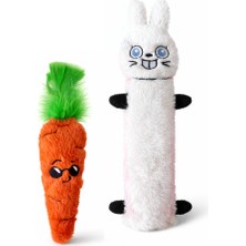 Miyav Easter 2’li Kedi Oyuncak Seti – Ponponlu Hışırtılı Peluş Tavşan ve Catnipli Tüylü Havuç