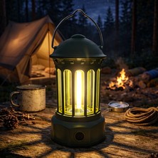 Blackbird Game Center Glr L800SR Retro Tasarım Şarjlı Kamp Lambası - 200 Lümen Vintage Fener, 3 Modlu LED Işık