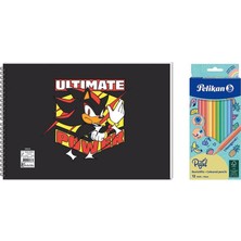 Keskin Color Sonic 17*25 15 Yp. Spiralli Resim Defteri  - Pelikan Pastel Renkler 12LI Kuru Boya 2'li Set 2