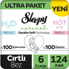 Sleepy 6 Beden Double Soft Natural Bebek Bezi Ultra Paket 62X2 124 Adet