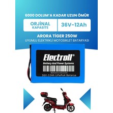 Electroll Arora Tiger 250W Batarya (Standart Kapasite) Lifepo4 36V 12AH Elektrikli Motosiklet Bataryası