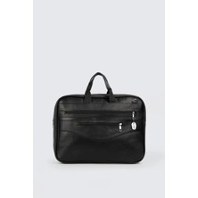 Hakiki Deri Siyah Laptop Evrak Çantası Ayarlanabilir Omuz Askılı
