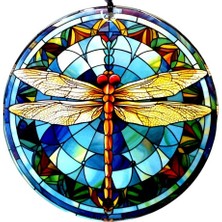 Marsilyan Yusufçuk Kuşlu 23 Santimetre Çapında Füzyon Cam Duvar Süsü