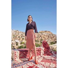 Moda Şahsenem Etnik Desenli Saten Etek Takımı