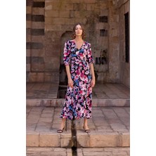 Moda Şahsenem Çiçek Desenli Viskon Elbise