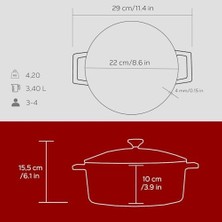 Skygo Metal Döküm Yuvarlak Tencere, 22 Cm, Kırmızı