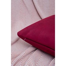 Skygo Süet Dokulu Gözenek Desenli Bordo Kırlent Kılıfı