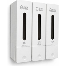 Aura Bath 3'lü Duvara Monte Sıvı Sabunluk Şampuan Duş Jeli Dispenseri Slim Tasarım 3X400ML