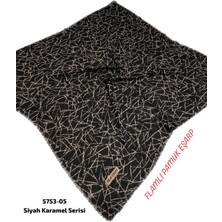 Siyah Karamel Flamlı Pamuk Eşarp