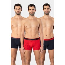 Cacharel Erkek Desenli Likrali Boxer 3'lü Paket 1339/LACIVERT 5