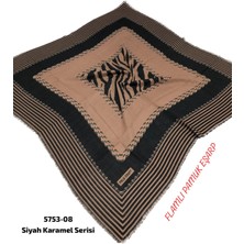 Siyah Karamel Flamlı Pamuk Eşarp