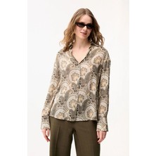 Love My Body Desenli Gömlek Haki 130L9156009