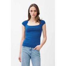 adL Kare Yaka Triko Bluz Indigo 11546111000