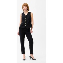 Love My Body Toka Detaylı Gabardin Pantolon Siyah 153L9875000