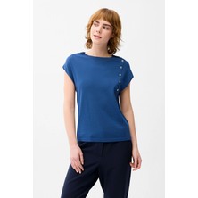 Love My Body Bisiklet Yaka Triko Bluz Indigo 115L9842000