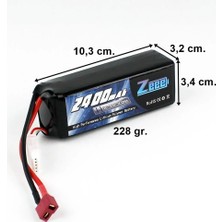 Zeee Power 4s, 14.8 Volt, 2400 Mah, 70C, T-Deans Fişli, Li-Po Pil Grubu