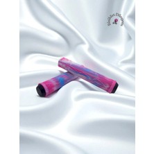 Bisiklet Dünyam 165MM Yumuşak Silikon Elcik - Bmx Bisiklet Scooter Uyumlu Kesilebilir Tıpalı - Pembe/mavi