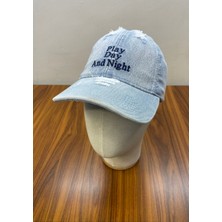 Hamze Denim Jean Kot Kumaş Nakışlı Vintage Beyzbol Unisex Cap Şapka