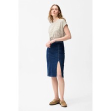 Love My Body Yırtmaç Detaylı Denim Etek Lacivert 127L9965000