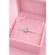 Miraç Gümüş Takı Atölyem 925 Ayar Gümüş Mineli Kuala Detaylı Kız Çocuk Bileklik