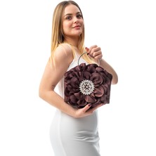 Gustello Valentina | Gümüş Metal D Saplı Çiçek Çanta El Çantası Abiye Günlük Şık Kadın Çantası